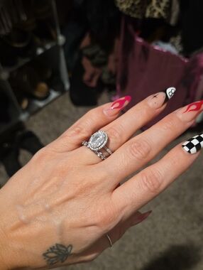 Sterling Silver Oval Halo Engagement Ring